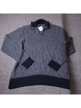 UNTUCKit Merino Wool Sweater Mens M Medium Blue Pullover Zip Up